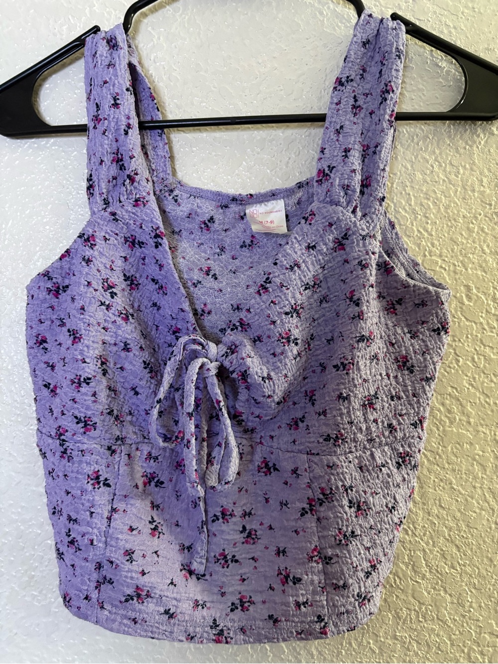 Lilac Floral Tie-Front Tank Top